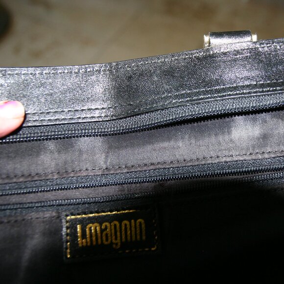 Vintage black leather I. Magnin briefcase - Picture 3 of 6